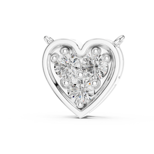 0.36 CT three stone lab grown diamond heart pendant in white gold, front view