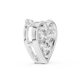 Side angle of white gold three stone lab grown diamond heart pendant