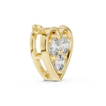 Side angle of yellow gold three stone lab grown diamond heart pendant
