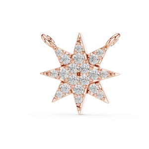 0.17 CT pave lab grown diamond north star pendant in rose gold, front view