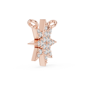Side angle of rose gold north star lab grown diamond pendant with double bail
