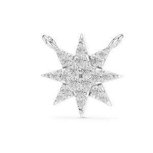 0.17 CT pave lab grown diamond north star pendant in white gold, front view