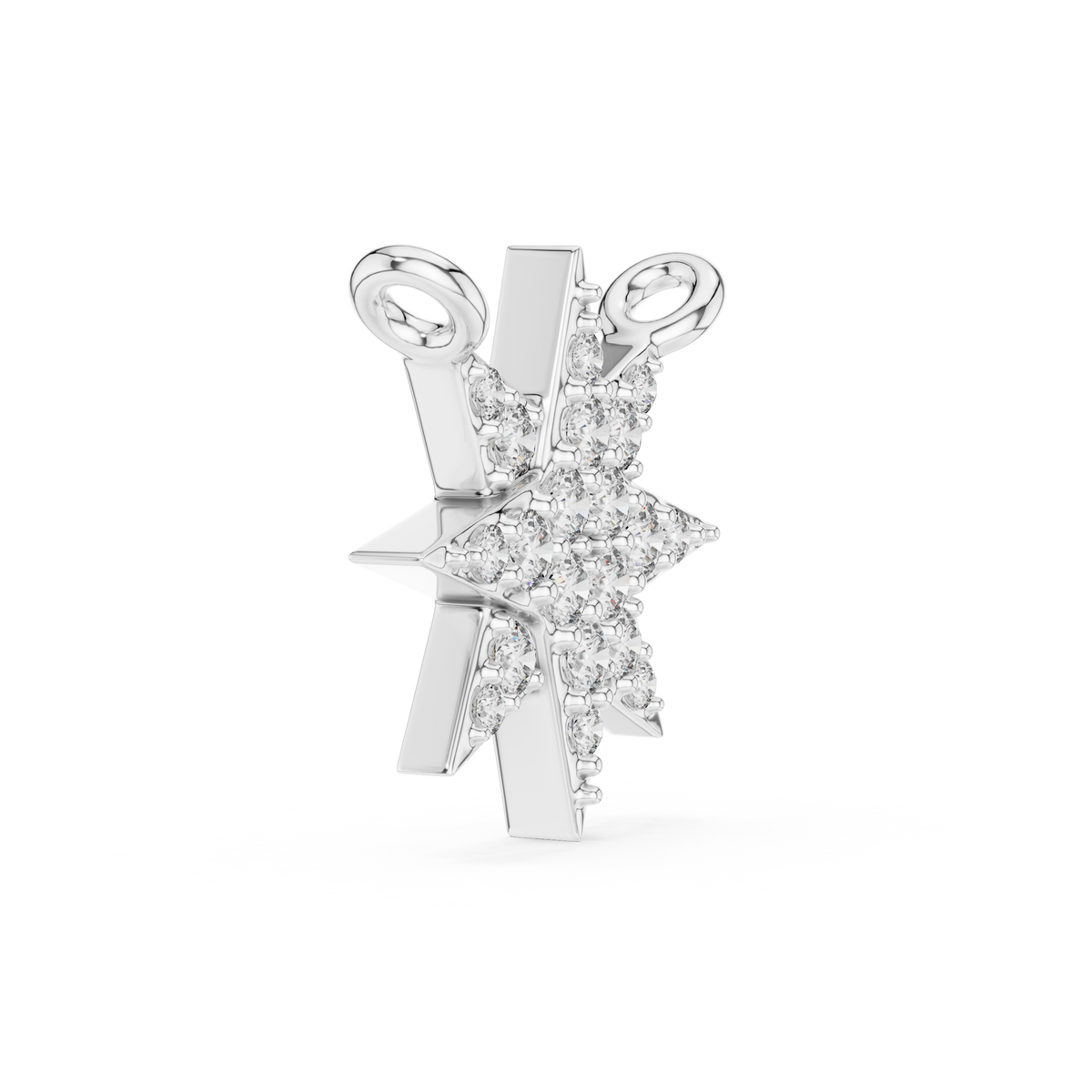 Side angle of white gold north star lab grown diamond pendant with double bail