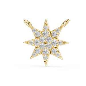 0.17 CT pave lab grown diamond north star pendant in yellow gold, front view