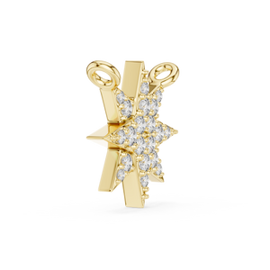 Side angle of yellow gold north star lab grown diamond pendant with double bail