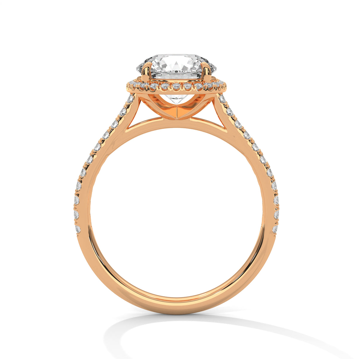 2 Carat Round Cut Lab Grown Diamond Engagement Ring in Rose Gold – Cushion Halo | Luzora Jewels