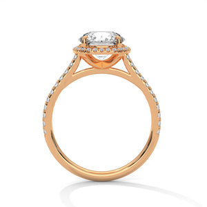 2 Carat Round Cut Lab Grown Diamond Engagement Ring in Rose Gold – Cushion Halo | Luzora Jewels