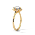 2 Carat Round Cut Lab Created Diamond Floral Halo Engagement Ring – Side View | Luzora Jewels