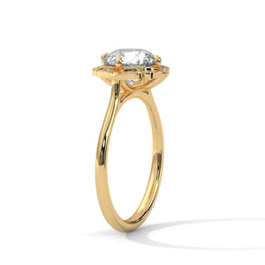 2 Carat Round Cut Lab Created Diamond Floral Halo Engagement Ring – Side View | Luzora Jewels