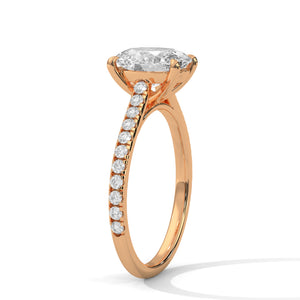 1.75 Carat Oval Cut Lab Grown Diamond Engagement Ring in White Gold – Pavé Band Solitaire | Luzora Jewels