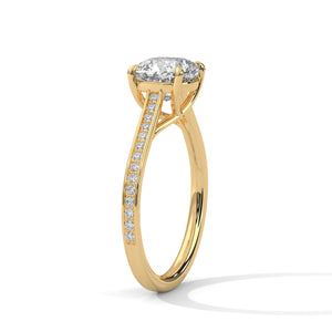 1.75 Carat Cushion Cut Lab Grown Diamond Engagement Ring in White Gold – Pavé Band Solitaire | Luzora Jewels