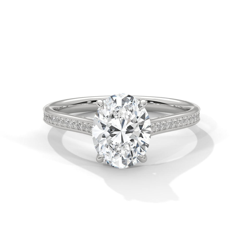 Oval Cut Lab-Grown Diamond Engagement Ring | Rose Gold Pave Solitaire Ring | Ethical Diamond Ring | Sustainable Fine Jewelry