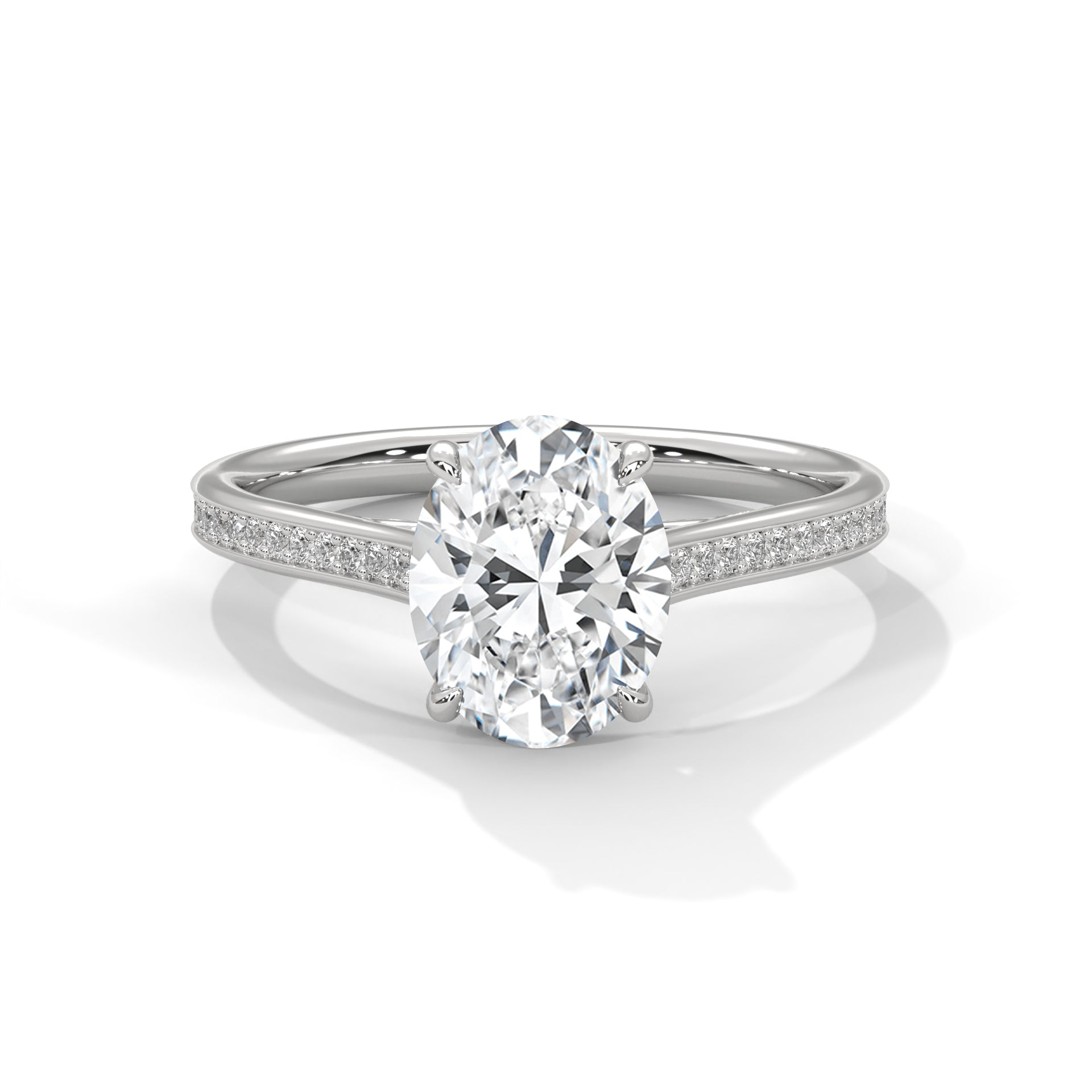 Oval Cut Lab-Grown Diamond Engagement Ring | Rose Gold Pave Solitaire Ring | Ethical Diamond Ring | Sustainable Fine Jewelry