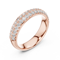 Rose gold round two-row pave lab grown diamond anniversary band, side view