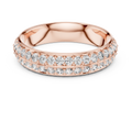 Rose gold round two-row pave lab grown diamond anniversary band, angled view