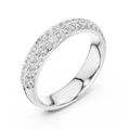White gold round two-row pave lab grown diamond anniversary band, side view