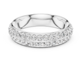 White gold round two-row pave lab grown diamond anniversary band, angled view