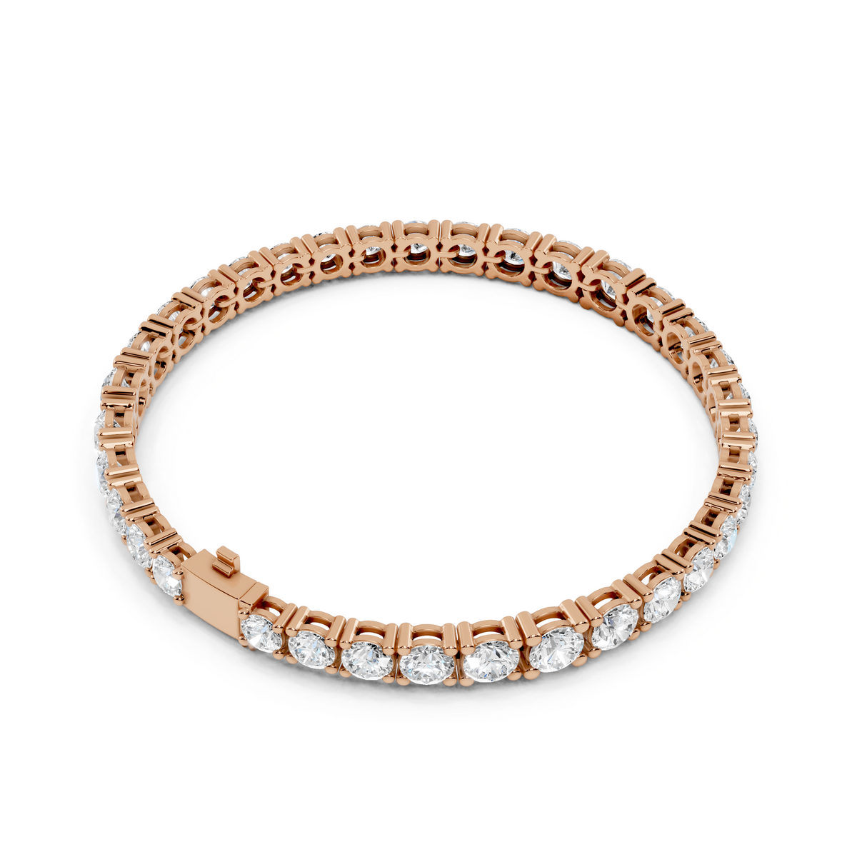 Rose gold 13.20 ct graduated lab grown diamond tennis bracelet, front view