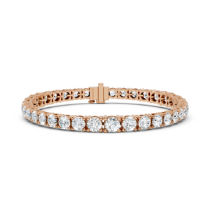 Rose gold graduated lab grown diamond tennis bracelet, side view