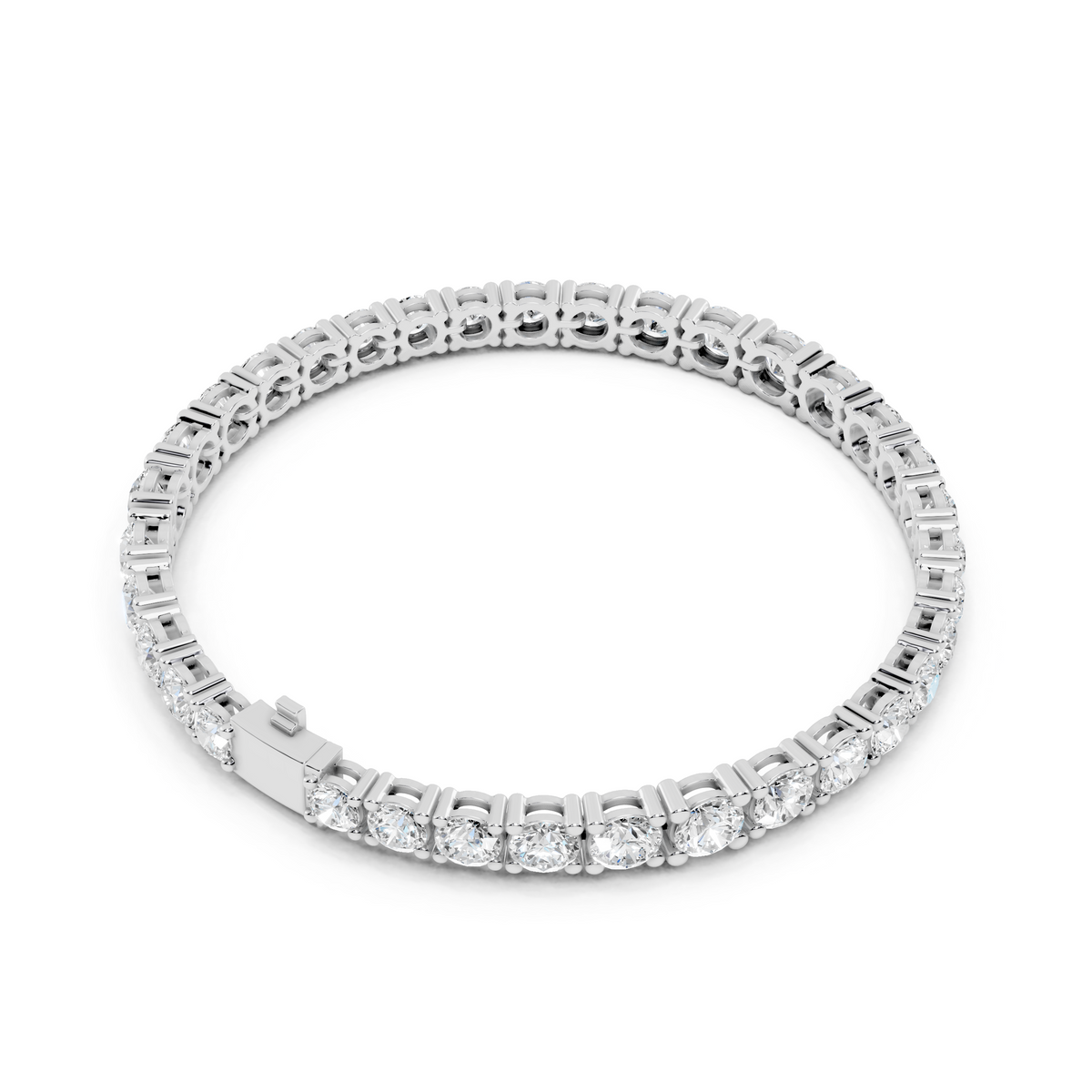 White gold 13.20 ct graduated lab grown diamond tennis bracelet, front view