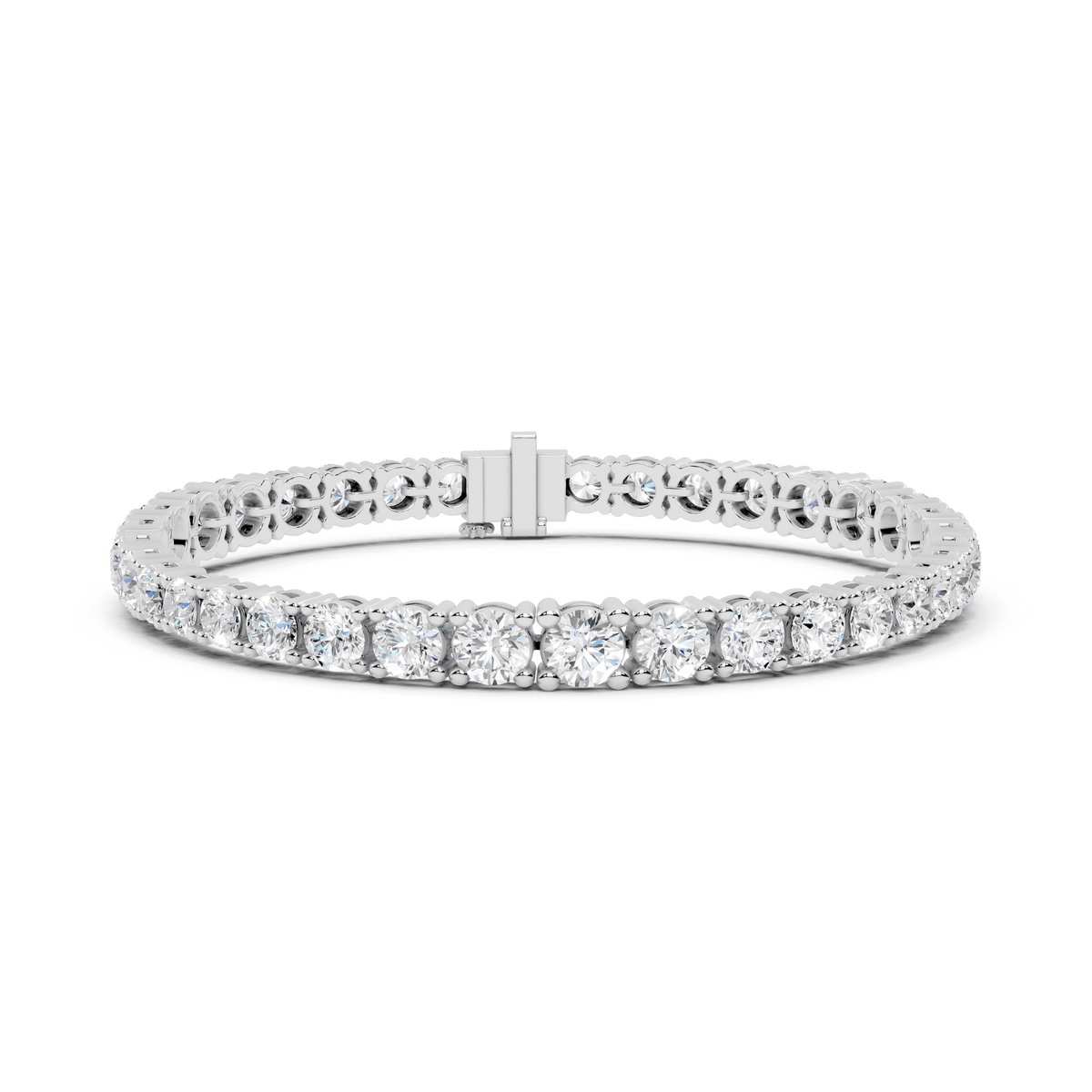 White gold graduated lab grown diamond tennis bracelet, side view