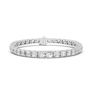 White gold graduated lab grown diamond tennis bracelet, side view