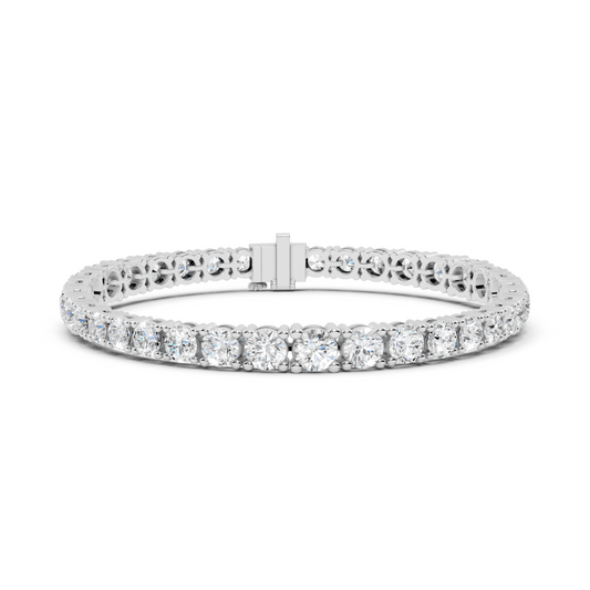 White gold 13.20 ct graduated lab grown diamond tennis bracelet, front view