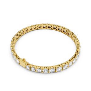 Yellow gold 13.20 ct graduated lab grown diamond tennis bracelet, front view