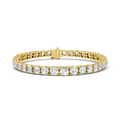 Yellow gold 13.20 ct graduated lab grown diamond tennis bracelet, front view