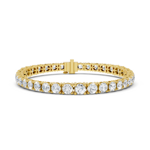 Yellow gold graduated lab grown diamond tennis bracelet, side view