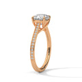 1.75 Carat Cushion Cut Lab Grown Diamond Engagement Ring in Yellow Gold – Pavé Band Solitaire | Luzora Jewels