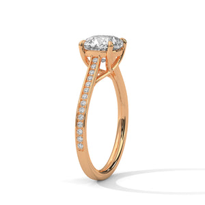 1.75 Carat Cushion Cut Lab Grown Diamond Engagement Ring in Yellow Gold – Pavé Band Solitaire | Luzora Jewels