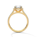 2 Carat Round Cut Lab Grown Diamond Engagement Ring in Yellow Gold – Cushion Halo | Luzora Jewels
