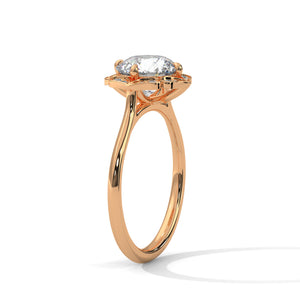 2 Carat Round Cut Lab Grown Diamond Ring for Women – Floral Halo Close-Up | Luzora Jewels