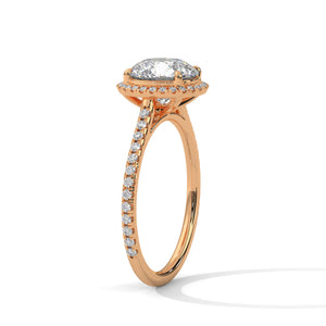 2 Carat Round Cut Lab Grown Diamond Engagement Ring in Yellow Gold – Halo | Luzora Jewels