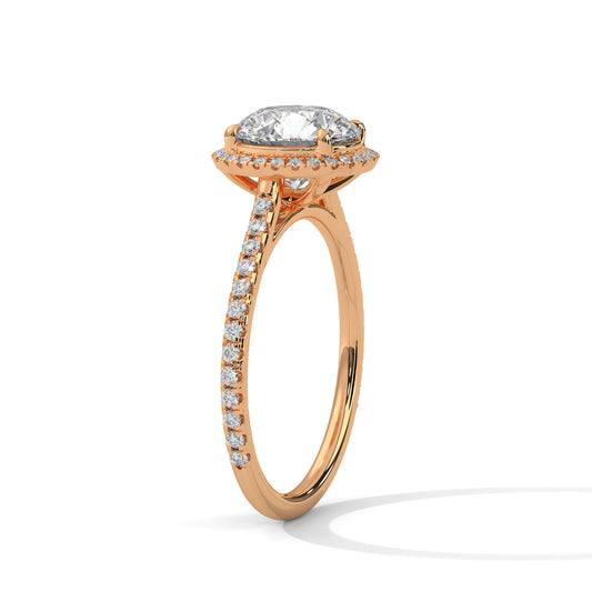 2 Carat Round Cut Lab Grown Diamond Engagement Ring in Yellow Gold – Halo | Luzora Jewels