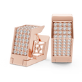 Lab Grown Diamond Pavé Bar Huggie Earrings in rose gold, front view