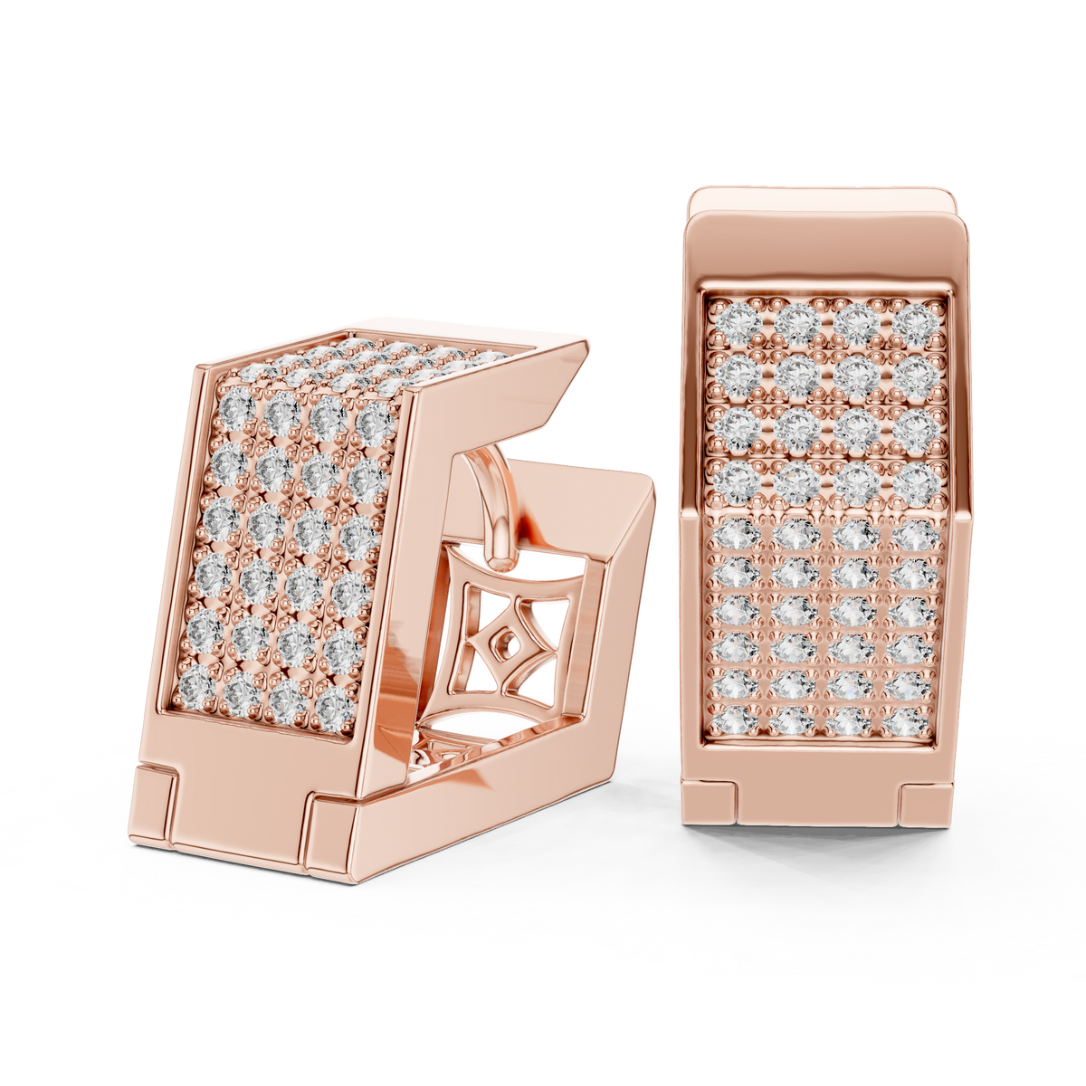 Lab Grown Diamond Pavé Bar Huggie Earrings