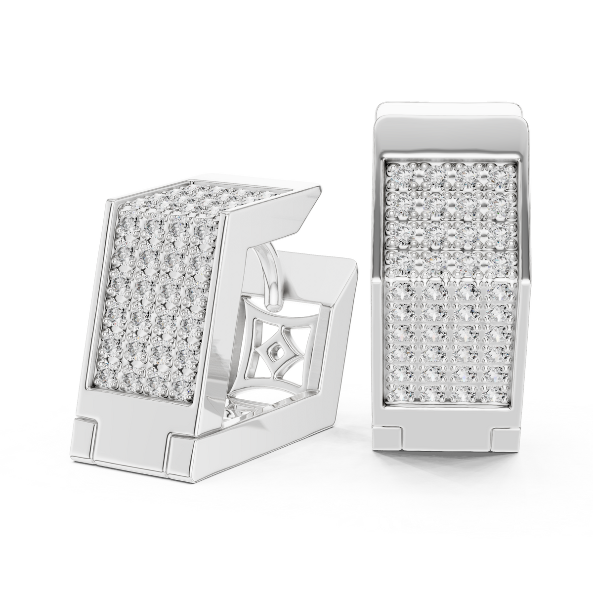 Lab Grown Diamond Pavé Bar Huggie Earrings