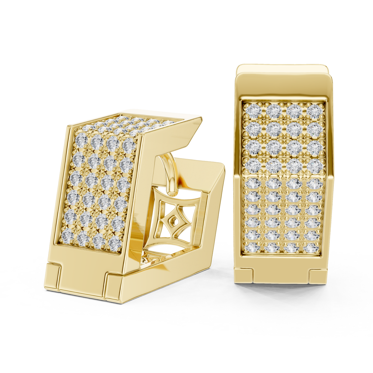 Lab Grown Diamond Pavé Bar Huggie Earrings