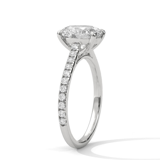 1.75 Carat Oval Cut Lab Grown Diamond Engagement Ring in Rose Gold – Pavé Band Solitaire | Luzora Jewels