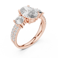 Rose gold radiant cut split shank solitaire lab grown diamond engagement ring, side view