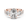 Rose gold radiant cut split shank solitaire lab grown diamond engagement ring, angled view