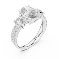 White gold radiant cut split shank solitaire lab grown diamond engagement ring, side view