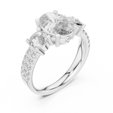 White gold radiant cut split shank solitaire lab grown diamond engagement ring, side view