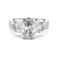 White gold radiant cut split shank solitaire lab grown diamond engagement ring, angled view