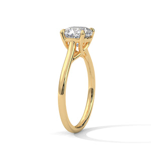 1.28 Carat Cushion Cut Lab Grown Diamond Engagement Ring in Yellow Gold – Solitaire | Luzora Jewels