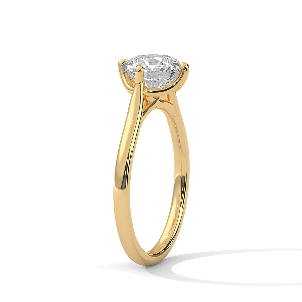 2 Carat Round Cut Lab Grown Diamond Engagement Ring in Yellow Gold – Tulip Gallery Solitaire | Luzora Jewels