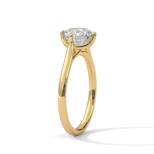 2 Carat Round Cut Lab Grown Diamond Engagement Ring in Yellow Gold – Tulip Gallery Solitaire | Luzora Jewels