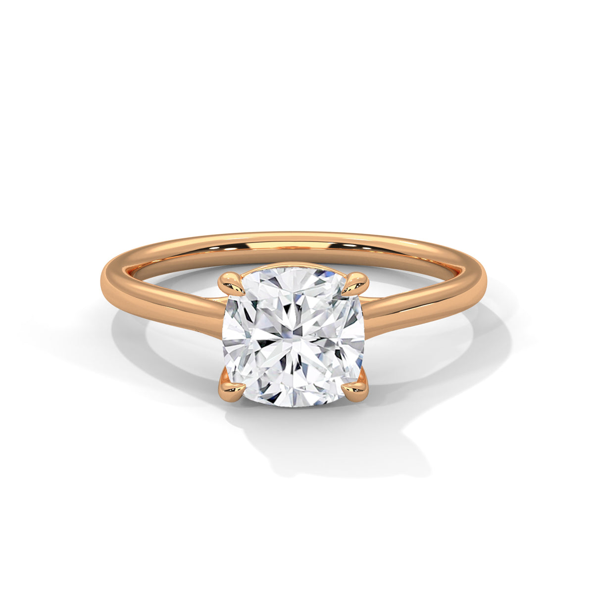 1.28 Carat Cushion Cut Lab Grown Diamond Engagement Ring in Yellow Gold – Solitaire | Luzora Jewels